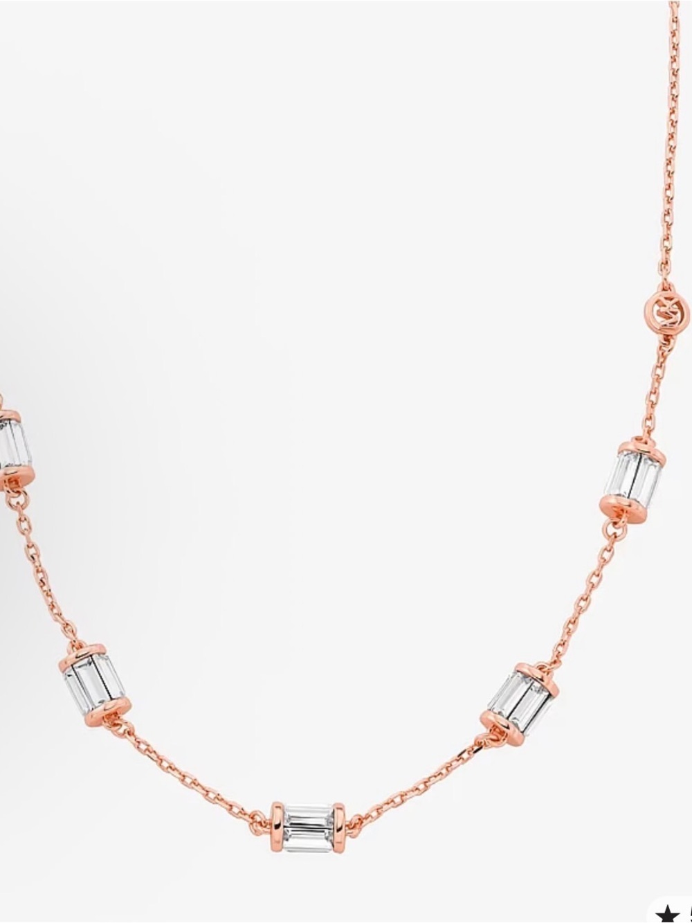Michael Kors Rose Gold Necklace Baguette Crystals